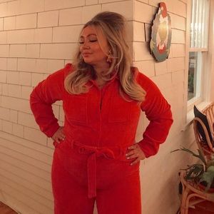 Pink corduroy jumpsuit